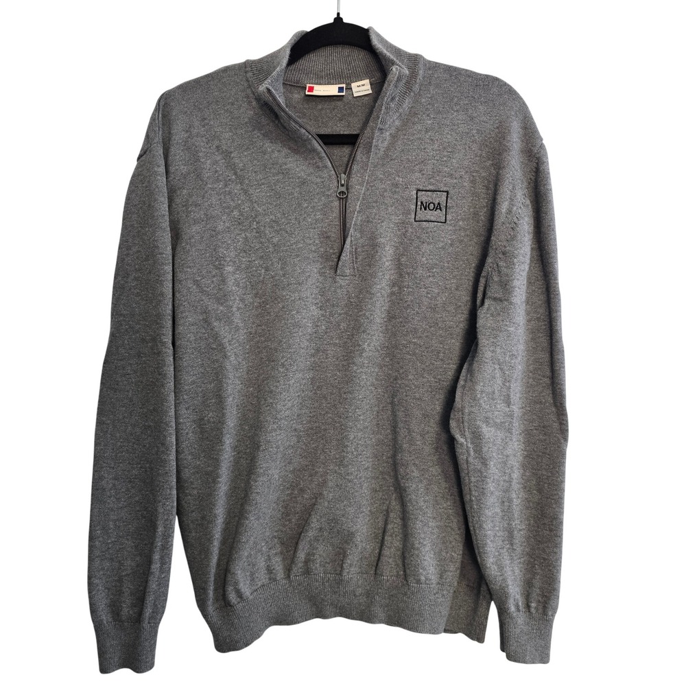 😀Clique Mens Gray 100% Cotton Quarter Zip NOA Logo Pullover Sweater‎ Medium